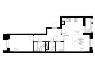 Продается 2-ком. квартира, 55.1 м2, Казань