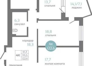 4-ком. квартира на продажу, 122.6 м2, Красноярский край