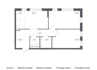 2-ком. квартира на продажу, 55.4 м2, Тюмень, жилой комплекс Чаркова 72, 2.1