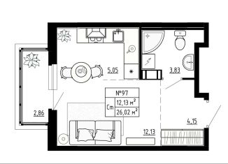 Продам квартиру студию, 26 м2, Ленинградская область