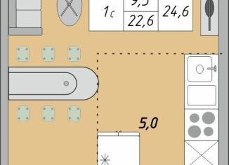 Продается 1-комнатная квартира, 24.6 м2, Оренбург, улица Юркина, 2