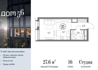 Продажа квартиры студии, 27.6 м2, Чебоксары, Ленинский район, улица Фридриха Энгельса, 2