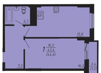 Продается однокомнатная квартира, 44.6 м2, Челябинск, улица Университетская Набережная, 49, ЖК Спортивный