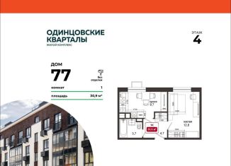 1-ком. квартира на продажу, 30.9 м2, деревня Солманово