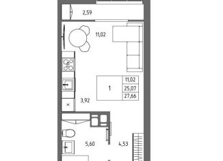 Продается 1-ком. квартира, 27.7 м2, Волгоград, Дзержинский район