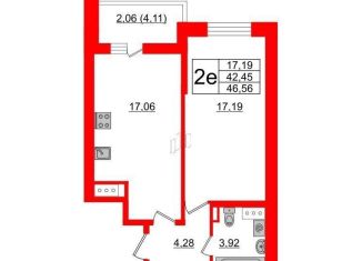 Продам 1-ком. квартиру, 46 м2, Санкт-Петербург, метро Лесная, набережная Чёрной речки, 9