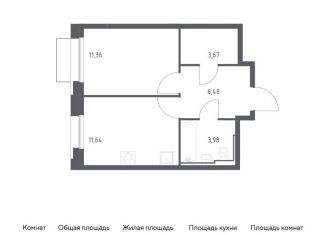 1-комнатная квартира на продажу, 37.1 м2, Москва, ЮАО, жилой комплекс Квартал Герцена, к1