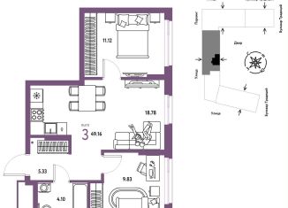 Продаю 3-комнатную квартиру, 49.2 м2, Тюмень, Калининский округ