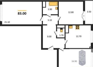 3-комнатная квартира на продажу, 83 м2, Воронеж, улица Загоровского, 9/1