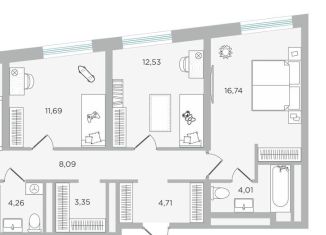 3-ком. квартира на продажу, 85.1 м2, Тюмень