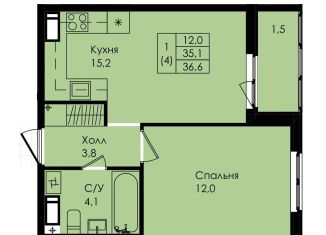 1-ком. квартира на продажу, 36.6 м2, Коммунар, улица Просвещения, 2