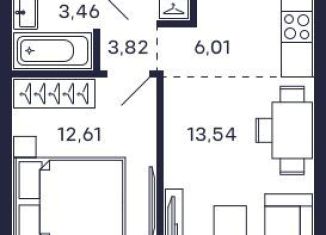 Продажа 1-комнатной квартиры, 37.7 м2, Московская область