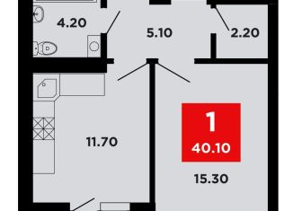 Продажа однокомнатной квартиры, 40.1 м2, Краснодар, Конгрессная улица, лит17, Прикубанский округ