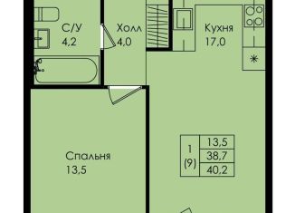 Продаю 1-ком. квартиру, 40.2 м2, Ленинградская область, улица Просвещения, 2