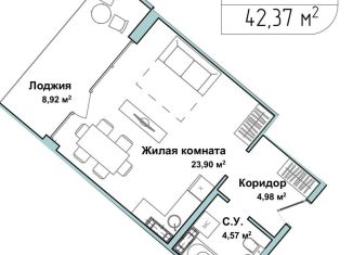 Продажа 1-ком. квартиры, 42.1 м2, Севастополь