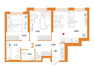 Продаю трехкомнатную квартиру, 62.8 м2, Тюмень, Харьковская улица, 72А