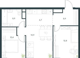 Продаю 2-ком. квартиру, 56.5 м2, Москва, район Очаково-Матвеевское, жилой комплекс Левел Мичуринский, к11