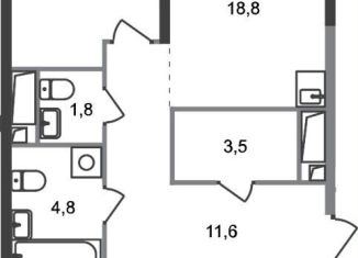 Продам 3-комнатную квартиру, 80.6 м2, Москва, деревня Рассказовка, 2