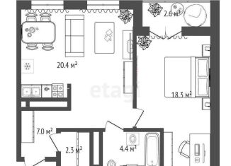 Продаю 1-ком. квартиру, 52.7 м2, Тюмень, Холодильная улица