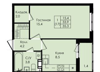 Продается 1-комнатная квартира, 35.3 м2, Ленинградская область, улица Просвещения, 2