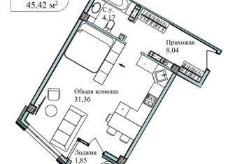 1-комнатная квартира на продажу, 47.5 м2, Севастополь, улица Лётчиков, 10