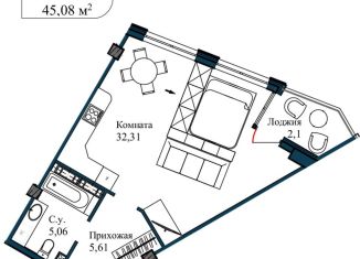 1-ком. квартира на продажу, 47.6 м2, Севастополь, улица Лётчиков, 10