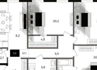 3-ком. квартира на продажу, 107 м2, Москва, метро Чкаловская, Серебрянический переулок, 8