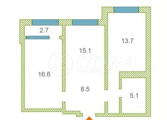 Продам двухкомнатную квартиру, 59 м2, Тюмень, Калининский округ, улица Василия Подшибякина, 21