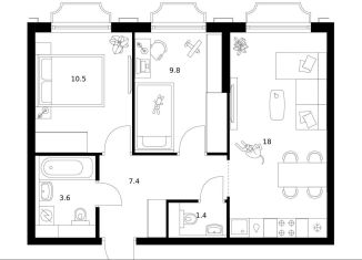 Продажа двухкомнатной квартиры, 50.7 м2, Москва, метро Черкизовская, жилой комплекс 2-й Иртышский, 1.3