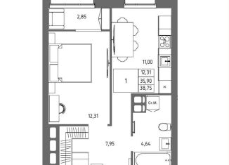 Продается 1-ком. квартира, 38.8 м2, Волгоград, Дзержинский район