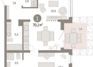 1-ком. квартира на продажу, 70.1 м2, Тюмень