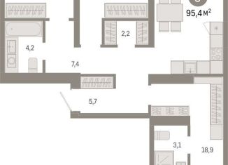 Продам 3-комнатную квартиру, 95.4 м2, Новосибирск, метро Октябрьская