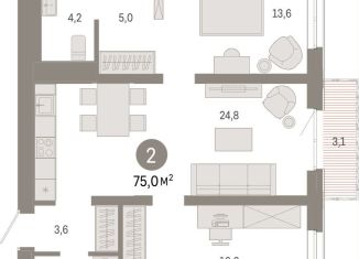 Продажа двухкомнатной квартиры, 74.9 м2, Екатеринбург, метро Геологическая