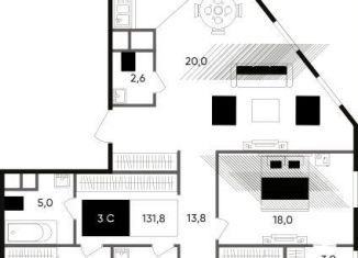 Продам трехкомнатную квартиру, 131.7 м2, Москва, Серебрянический переулок, 6