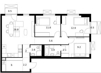 Продам 3-ком. квартиру, 86.1 м2, Москва, метро Улица Горчакова