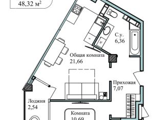 Продажа 2-комнатной квартиры, 50.3 м2, Севастополь, улица Лётчиков, 10