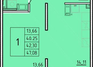 Продажа однокомнатной квартиры, 40.3 м2, посёлок Шушары