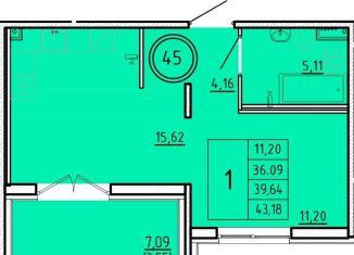 Продам 1-комнатную квартиру, 36.1 м2, посёлок Шушары