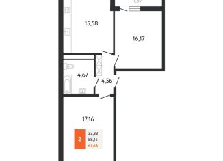 Продажа 2-ком. квартиры, 61.6 м2, Новороссийск, Мысхакское шоссе, 59В