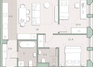 Продажа 2-ком. квартиры, 57.4 м2, Москва, район Очаково-Матвеевское