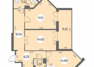 2-комнатная квартира на продажу, 80 м2, Санкт-Петербург, ЖК Огни Залива