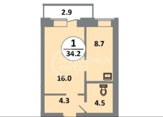 1-ком. квартира на продажу, 34.2 м2, Красноярский край, проспект 60 лет Образования СССР, 48