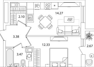 Продажа 1-комнатной квартиры, 36.9 м2, Санкт-Петербург, улица Тамбасова, 5Н, муниципальный округ Сосновая Поляна