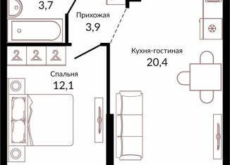 Продается 1-комнатная квартира, 42.8 м2, Краснодар, ЖК Отражение