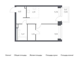 1-ком. квартира на продажу, 50.2 м2, Москва, район Раменки, жилой комплекс Нова, к2