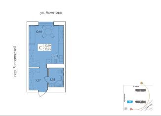 Продается квартира студия, 29.3 м2, Уфа, улица Пожарского, 40