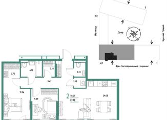 Продам 3-ком. квартиру, 70.1 м2, Тюмень, Калининский округ, улица Новосёлов, 104