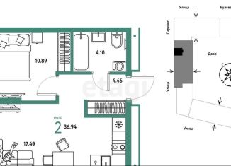 Продажа 2-ком. квартиры, 36.9 м2, Тюмень, Калининский округ