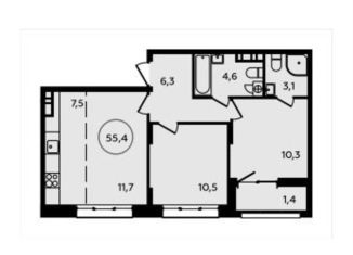 Продам трехкомнатную квартиру, 55.4 м2, Москва, ЮЗАО, квартал № 192, 22