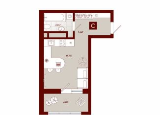 Продаю квартиру студию, 31.2 м2, Свердловская область, переулок Радищева, 17